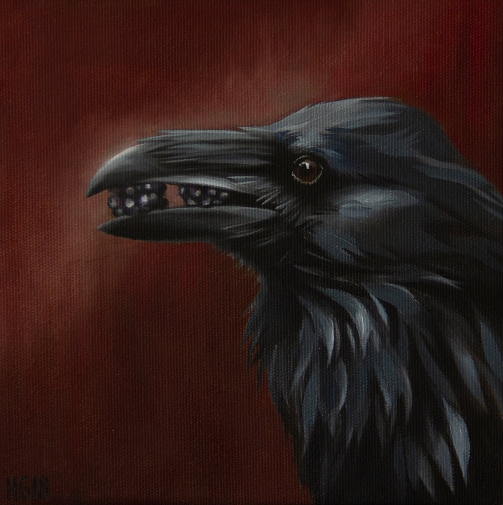 Raven with Blackberries / Korp med björnbär
